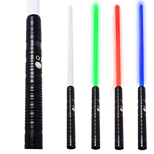 TE-Trend Lichtschwert Schwert Metall Lightsaber mit aktiver Sound Sensor Technik und 12 LED Lichtmodi als Jungen Kostüm Erwachsene 78cm Sword Spielzeug Mehrfarbig von TE-Trend