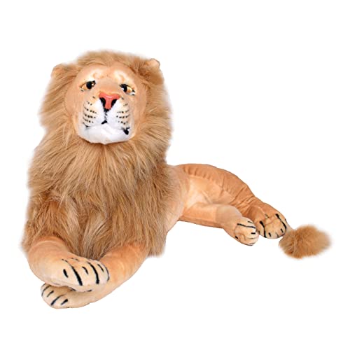 TE-Trend Löwe Kuscheltier XXL Plüschtier Stofftier liegend Katze Großkatze Raubkatze Lion Deko Figur Geschenk Spielzeug 70cm braun von TE-Trend