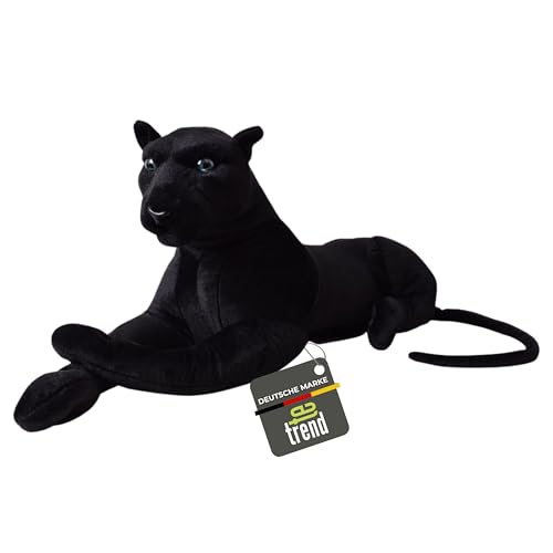 TE-Trend XXL Stofftier Panther 80cm - weiches und langlebiges Panther Plüschspielzeug - Plüsch Raubkatze Kinder und Erwachsene - Schwarze Plüschkatze realistisch gestaltet von TE-Trend