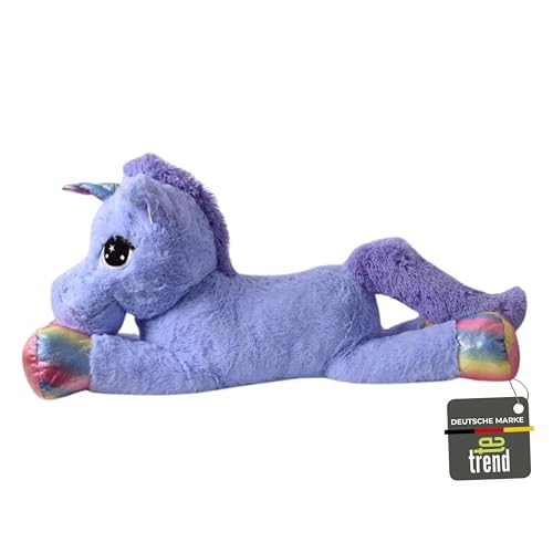 TE-Trend XXL Einhorn Kuscheltier 110cm - süßes Lila Riesen Plüschtier mit Regenbogen Glitzerhorn für Kinder zum Spielen oder zur Dekoration von TE-Trend