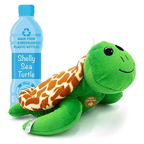 TE-Trend Schildkröte Kuscheltier mit dem Sound der Meeresschildkröten Plüschtier 25cm Turtle Shelly Wird aus 6 recycelten Plastikflaschen hergestellt von TE-Trend