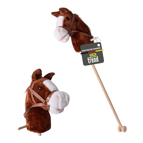 TE-Trend Hobby Horse 95cm - Stockpferd für Kinder mit Soundfunktion - rollendes Steckenpferd mit Plüschkopf für fantasievolles Spielen - Spielpferd aus Holz - Hobby Horsing - Steckenpferd-Reiten von TE-Trend