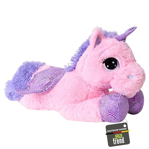 TE-Trend Einhorn Kuscheltier Plüschtier 45cm Rosa mit Lila Glitzerhorn ideal für eine magische Spielzeit und fantasievolle Abenteuer von TE-Trend