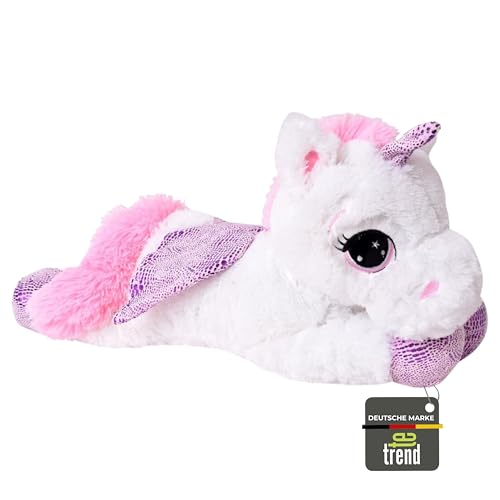 TE-Trend Einhorn-Kuscheltier 45cm - Einhorn-Plüschfigur für magische Spielstunden - Einhorn-Stofftier mit Glitzer Horn - Einhorn-Plüschfigur für fantasiefördernde Spielstunden - Stoff Einhorn von TE-Trend