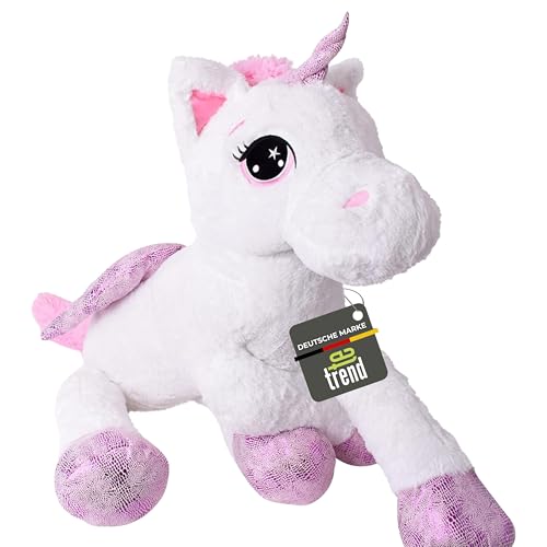 TE-Trend XXL Einhorn Kuscheltier 130cm weiß - Regenbogen Schweif und Glitzerhorn, EIN ideales Riesen Plüschtier für liebevolle Momente von TE-Trend