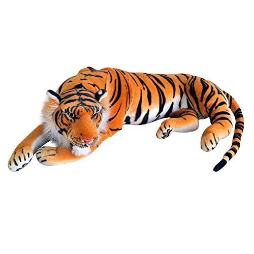 TE-Trend XXL Plüschtier Tiger Kuscheltier Stofftiger lebensechte Raubkatze liegend Dschungel Steppe 90 cm Mehrfarbig getigert von TE-Trend