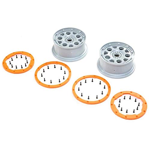 LOSI 1/5 Front/Rear 4.75 Beadlock Wheels, 24mm Hex, Silver/Orange (2): DBXL-E 2.0 von TEAM LOSI RACING