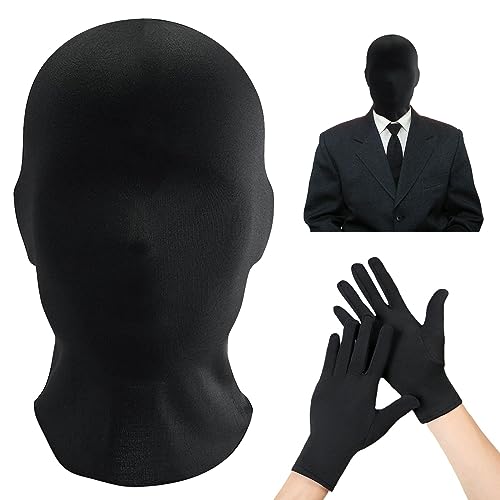 TECHEEL 2 Stück Vollgesichtsmaske Halloween Halloween Spandex Vollgesichtsmaske Unisex Gesichtslose Maske mit Schwarzen Handschuhen, Vollgesichtsmaske Kostüm für Halloween party Kostüm von TECHEEL