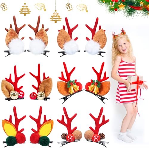 TECHEEL Haarspangen für Weihnachten Geweih Haarnadel Haarschmuck Weihnachten Kinder Weihnachts Haarspangen für Kinder Mädchen Damen Weihnachten Party (A) von TECHEEL