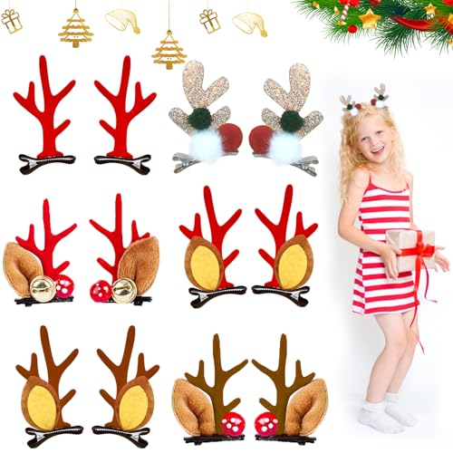 TECHEEL Haarspangen für Weihnachten Geweih Haarnadel Haarschmuck Weihnachten Kinder Weihnachts Haarspangen für Kinder Mädchen Damen Weihnachten Party (B) von TECHEEL