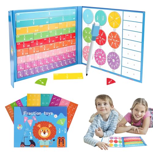 TECHEEL Bruchrechnen Magnetische Brüche Puzzle Magnetisches Bruchpuzzle Mathe Lernspielzeug Montessori Mathematik Mathe Spielzeug Kinder Magnetic Book Für Mathe Bruchrechnung Klassen Ausbildung (Löwe) von TECHEEL