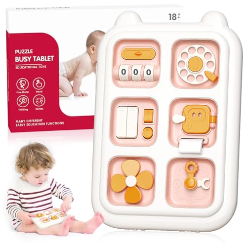 TECHEEL 6 in 1 Baby Motorikwürfel Spielzeug Montessori Spielzeug ab 1 Jahr Activity Board Sensorik Spielzeug Baby Spielzeug 1 Jahr Sensorik Brett Motorikboard Lernspielzeug Geschenk Jungen & Mädchen von TECHEEL