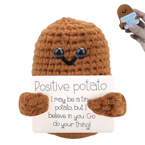 TECHEEL Positive Kartoffel Deutsch,Lustige Positive Kartoffel Positive Potato Strickpuppe,Pocket Hug Kartoffel Mutmacher Geschenk Energiekarte Inspirational Geburtstagsgeschenk Für Ffreundin Geschenke von TECHEEL