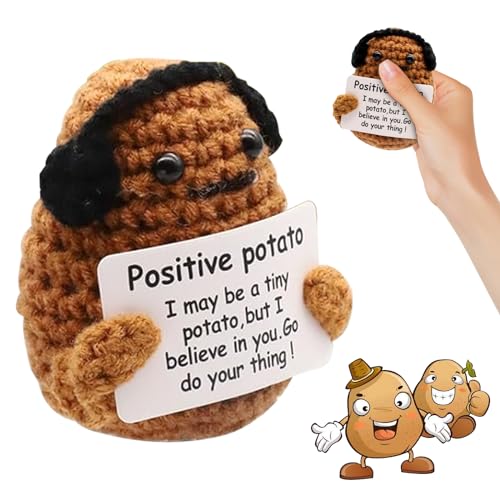 TECHEEL Positive Kartoffel Puppe, Lustige Mini Positive Potato Strickpuppe,Pocket Hug Kartoffel Mutmacher Geschenk Energiekarte Inspirational Geburtstagsgeschenk für FFreundin Geschenke. (A) von TECHEEL