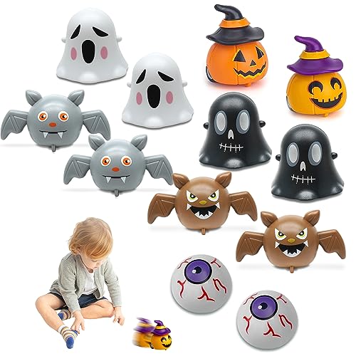 TECHEEL 12 Stück Halloween Zurückziehen Halloween Aufziehspielzeug Halloween Spielzeugauto Set Mini Zurückziehen Spielzeugauto für ab 3 4 5 6 Jahre Halloween Kinder Party Mitgebsel Geschenk von TECHEEL