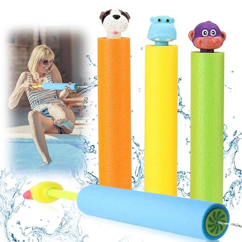 TECHEEL 4 Stück Wasserpistole Kinder Water Blaster Bunte Wasserpistole Schaumstoff Spritzpistole Wasserspritze Wasserspielzeug Strand Wasserspielzeug Für Jungen Und Mädchen von TECHEEL