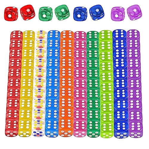 TECHEEL Würfel 100 Stück Farben Würfel Set Sechsseitiger Würfel Dice Würfel Bunt Set 6-Seitig 12mm Transluzent Würfel für Würfelspiele Tischspiele, 10 Farben von TECHEEL