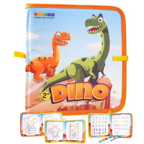 TECJOE Tragbares Wasserkritzelbuch mit 2 magischen Stiften, Aquarell-Malbuch, Reisespielzeug, Wasserfarben zum Zeichnen für Kinder, Lernspielzeug, Geschenk für Kleinkinder, Mädchen, Jungen (Dino) von TECJOE