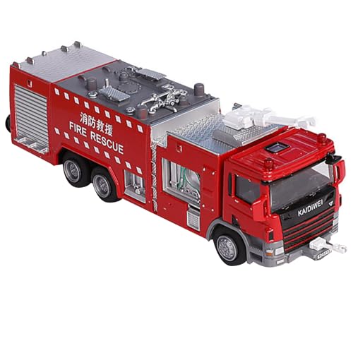 TECKEEN 1/50 Scale Fire Truck Alloy Model Water Tank Truck Rescue Fire Police Vehicle for Boys & Girls Christmas Toy Gift von TECKEEN