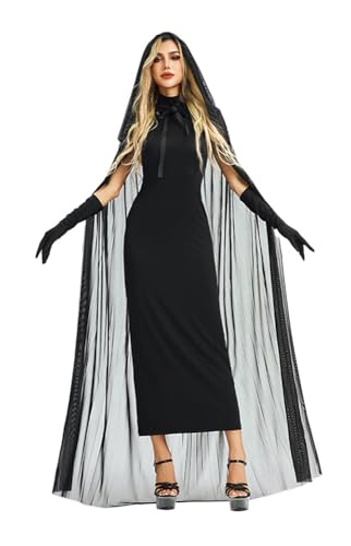 TEDPRBGE Gothic-Hexenkleid, Geisterbrautkleid, langes ärmelloses Kleid, Halloween, Cosplay, Kostüme für Damen, Größe L von TEDPRBGE