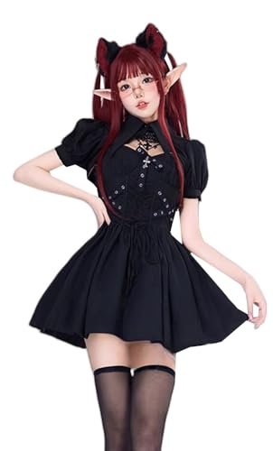 TEDPRBGE Gothic Lolita Uniform Schwarz Dienstmädchen Kleid Prinzessin Kleid Kostüm Anime Cosplay Kostüm für Frauen (L) von TEDPRBGE