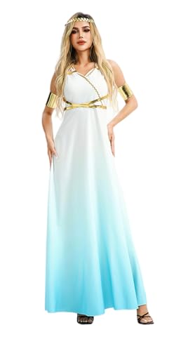 TEDPRBGE Griechisches Göttin-Kleid, ärmellos, langes Kleid, Halloween, Cosplay, Kostüm, Party-Kostüme, Größe M von TEDPRBGE