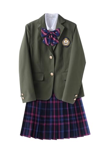 TEDPRBGE Japanisches Schuluniform-Kostüm für Herbst und Winter, Anzugjacke, JK, Rock, Hemden, Uniform, Anime, Cosplay-Kostüme für Damen, Blau-Lila, Größe XXL von TEDPRBGE