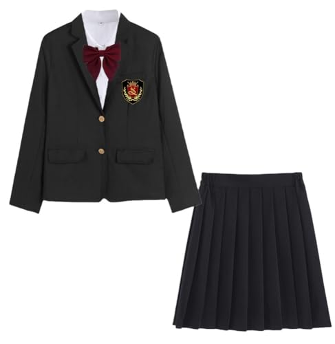 TEDPRBGE Schwarzes japanisches JK-Uniform-Kostüm, Anzugjacke, JK-Rock, Hemden, Uniform, Anime, Cosplay, Kostüme für Damen (schwarzer, kurzer Rock, Größe 4XL) von TEDPRBGE