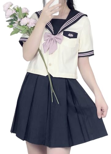 TEDPRBGE Süßes japanisches Schuluniform-Kostüm, Matrosenuniform, JK, Hemden, Uniform, Anime, Cosplay, Kostüme für Damen, Dunkelgrau, 39 cm, kurzärmelig, Größe S von TEDPRBGE