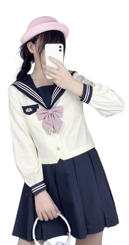 TEDPRBGE Süßes japanisches Schuluniform-Kostüm, Matrosenuniform, JK, Hemden, Uniform, Anime, Cosplay, Kostüme für Damen, Dunkelgrau, 39 cm, langärmelig, Größe S von TEDPRBGE