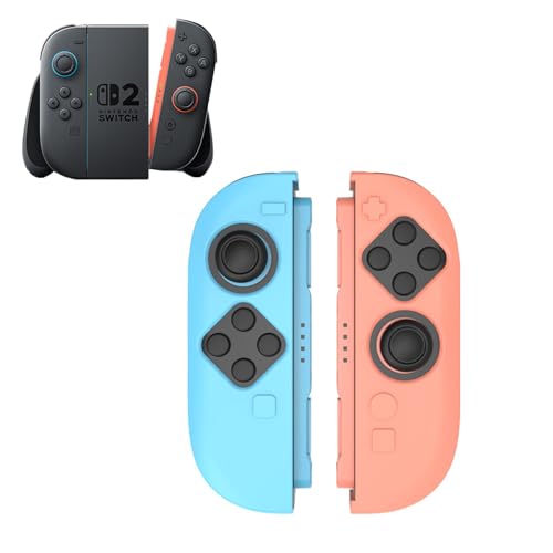 TEHAOUU Silikon-Schutzhülle für Nintendo Switch 2 Controller, rutschfest, kratzfest, waschbar, staubdicht, Konsolen-Zubehör (Blau + Pink) von TEHAOUU