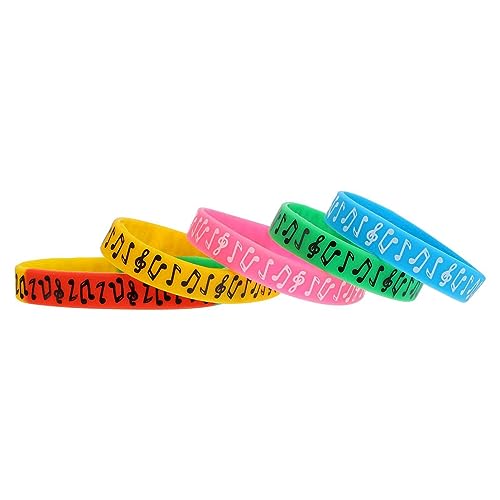 TEHAUX 10 Stück Silikonarmbänder Mit Musikmotiv Silbennotizen Gummiarmbänder Tanz-Challenge Musik-Partygeschenke Musiknoten-Partydekorationen Für Mädchen Und Jungen von TEHAUX