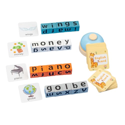 TEHAUX 5 Sätze Englisches Puzzlematte Puzzletisch Puzzlekleber Buchstabenblock Lernen Kinderspielzeug Alphabet-buchstabierspiele Für Rechtschreibspiele Kinderwerkzeug Holz von TEHAUX