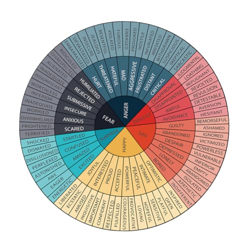 TEHAUX Emotion-Rad-Aufkleber Diagramm Der Gefühle Gefühlsrad Rad Der Gefühle Aufkleber Für Emotionsräder Motivierend Emotionsrad Selbstklebende Tapete Gefühle Poster Planke PVC von TEHAUX