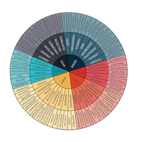 TEHAUX Emotion-Rad-Aufkleber Emotionsraddiagramm Magnet-gefühlsdiagramm Gefühle Poster Emotionsaufkleber Emotionsrad-Diagramm Gefühlsradaufkleber Wandtattoos Emotionales Rad Tapeten PVC von TEHAUX