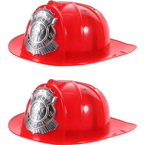 TEHAUX Kinder-Feuerwehrmann-Hüte 2-Teiliger Feuerwehrmann-Helm Für Kinder Kinder-Feuerwehrmann-Helm-Kostümzubehör Feuerwehrmann-Hartplastikhut Feuerwehrmann-Partyhelm von TEHAUX