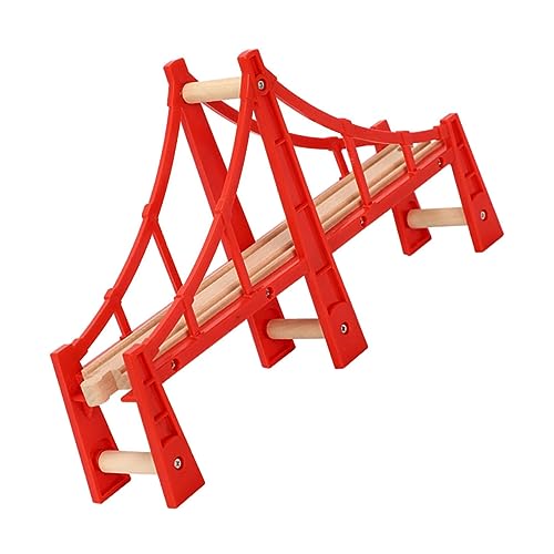 TEHAUX Spur Gleise Eisenbahnbrücke DIY Eisenbahnspielzeug Eisenbahnschienen Spielzeug Eisenbahngleis Aus Holz Spielzeuge Brückenpfeiler Der Eisenbahn Zugböcke Rot Plastik Puzzle Zubehör von TEHAUX