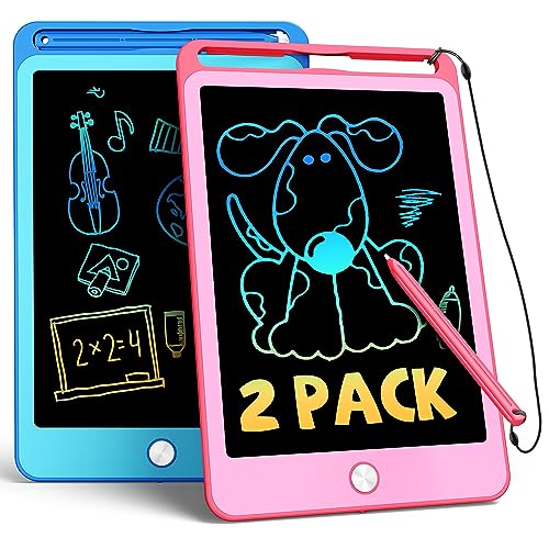 TEKFUN 2 Pack 10 Zoll LöSchbare Bunte LCD Schreibtafel Kinder Mit Lanyard,Reisen Lernspielzeug FüR Spielzeug Ab 3 4 5 6 7jahre Jungen MäDchen Geschenke,Geschenke Zu Weihnachten Halloween(Blau Rosa) von TEKFUN