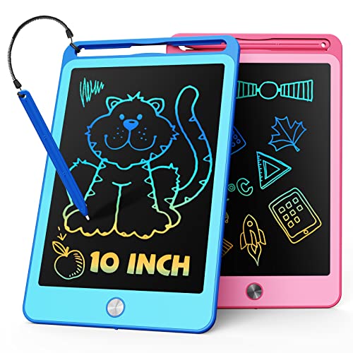 TEKFUN 2 Pack 10 Zoll LöSchbare Bunte LCD Schreibtafel Kinder Mit Lanyard,Reisen Lernspielzeug FüR Spielzeug Ab 3 4 5 6 7jahre Jungen MäDchen Geschenke,Geschenke Zu Weihnachten Halloween(Blau Rosa) von TEKFUN