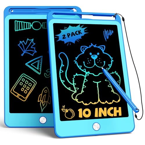 TEKFUN 2 Pack 10 Zoll LöSchbare Bunte LCD Schreibtafel Kinder Mit Lanyard,Reisen Lernspielzeug FüR Spielzeug Ab 3 4 5 6 7jahre Jungen MäDchen Geschenke,Geschenke Zu Weihnachten Halloween(Blau Blau) von TEKFUN