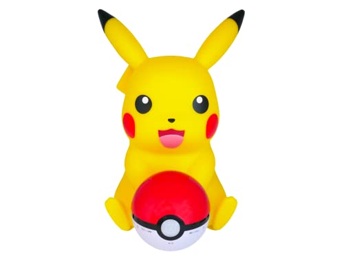 TEKNOFUN Offizielle Pokemon-Lizenz – Pikachu Pokéball beleuchtete Figur – kabelloser Lautsprecher – LED – 2 Beleuchtungsmodi Micro-USB (Kabel im Lieferumfang enthalten) – 3,5-mm-AUX-Buchse – 811382 von TEKNOFUN