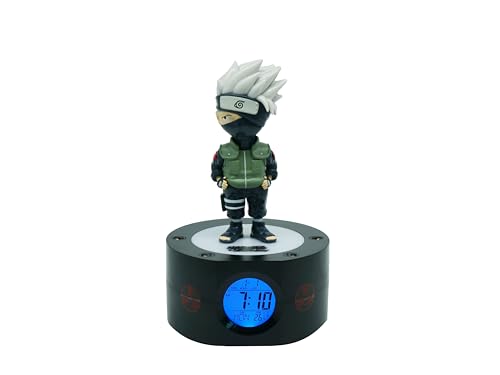 Teknofun – Naruto Shippuden-Lizenz – Kakashi beleuchteter Wecker, digitaler Wecker 18 cm – Schwarz, Grau, Grün, Marineblau – funktioniert mit 3 x AAA/USB-Kabel – ab 6 Jahren – 811607 von TEKNOFUN