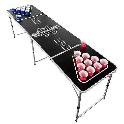 TEKONA Beer Pong Tisch Set mit Löchern - inkl. 100 Becher (50 Rot & 50 Blau), 6 Bällen & Regelwerk - Modern Design von TEKONA