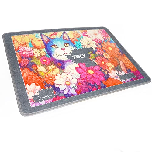 TELY Stifffelt Puzzle Board Tilt - Rutschfeste Oberfläche - Easy-Move Jigsaw Puzzle Matte - Bis zu 1000 Teile - Große Größe 80.0 cmx 57.9 cm Puzzle Pad - Tragbar und Leicht für Erwachsene von TELY