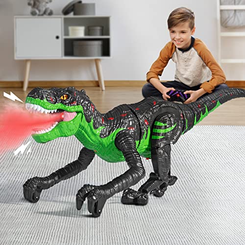 Ferngesteuertes Dinosaurier Spielzeug für Kinder 3-5, T-Rex mit Spray, Licht und brüllenden Geräuschen, Laufender Dinosaurier für Jungen 8-12, RC Dinosaurier Spielzeug Geschenk von TEMI