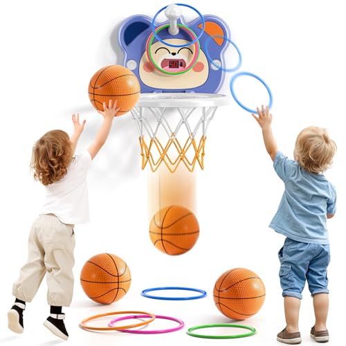 TEMI Indoor Mini Basketballkorb für Kleinkinder (Basketball Hoop & Scoreboard & Rings) von TEMI