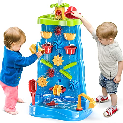 TEMI Sand Wasser Tabelle für Kleinkinder, Sand Tabelle und Wasser Spielen Tabelle, Kinder Aktivität Sensory Play Tabelle Strand Sand Wasser Spielzeug für Outdoor Hinterhof für Kleinkinder Alter 3-5 von TEMI