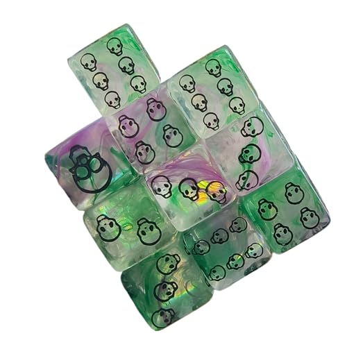 Einzigartige Acryl-Schädelmuster-Würfel, runde Ecken, Rollenspiel, 6-seitiges Tischspiel, glatte Oberflächen, sechsseitiges Würfel-Set, runde Ecken, 10 Stück Einzigartige Acryl-Schädelmuster-Würfel, runde Ecken, Rollenspiel, 6-seitiges Tischspiel, glatte Oberflächen, sechsseitiges Würfel-Set, runde Ecken, 10 Stück von TEMOOUES