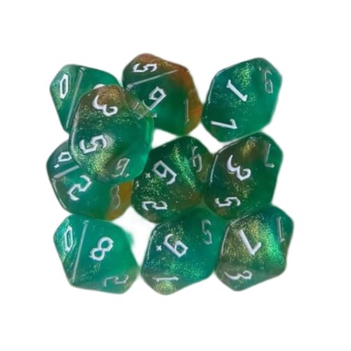 Polyedrische Würfel, Glitzer, buntes Tischspiel, 10-seitiges Acryl, für Rollenspiele, leicht zu lesende Rollenspiel-Würfel, Tischzubehör, 10 Stück Polyedrische Würfel, Glitzer, buntes Tischspiel, 10-seitiges Acryl, für Rollenspiele, leicht zu lesende Rollenspiel-Würfel, Tischzubehör, 10 Stück von TEMOOUES