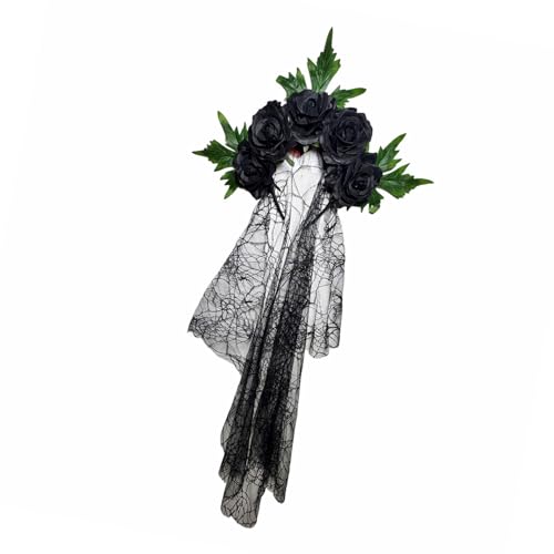 TEMOOUES Eleganter Kopfschmuck mit Rosenverzierung und durchsichtigem Schleier, Cosplay-Zubehör für Erwachsene, Kinder, Hexenkostüm, Partys, Polyester-Netzgewebe TEMOOUES Eleganter Kopfschmuck mit Rosenverzierung und durchsichtigem Schleier, Cosplay-Zubehör für Erwachsene, Kinder, Hexenkostüm, Partys, Polyester-Netzgewebe von TEMOOUES